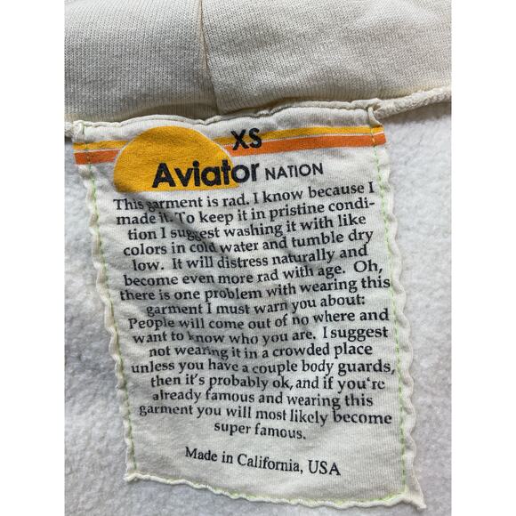 Aviator Nation 'Heart Fade 4' Vintage White Zip Hoodie Size XS - Picture 4 of 5